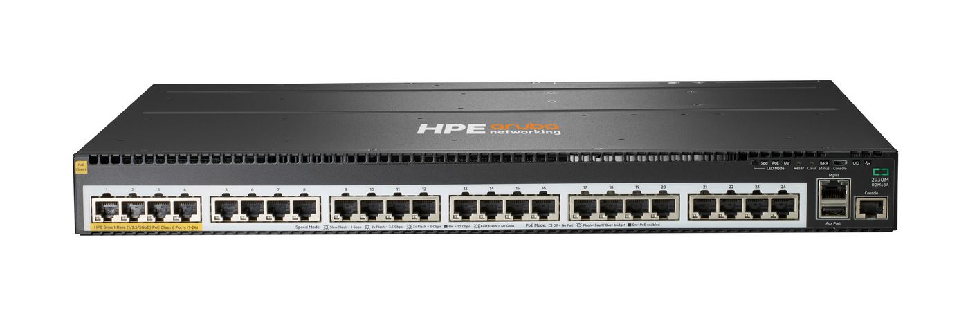 HPE Aruba 2930M Switch 24 Smart Rate PoE Class 6 1-slot