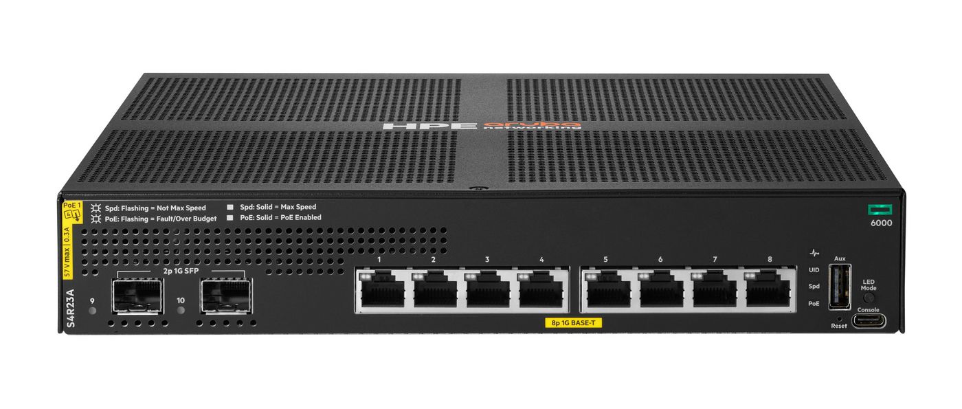 Aruba CX 6000 S4R23A - 8x 1GbE PoE Class 4, 2x 1G SFP Uplink