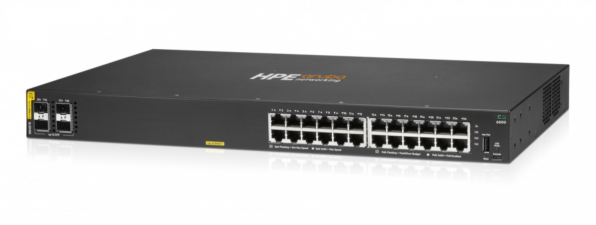 HPE Aruba Networking CX 6000 24P 10M/100M/1G Class4 PoE 4P SFP 1G 370W Switch - obrazek 2