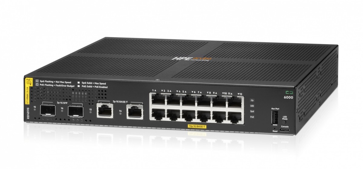 Hewlett Packard Enterprise Aruba Networking Cx 6000 12P 10M/100M/1G Class4 Poe 2P Sfp 1G 139W Switch - obrazek 2