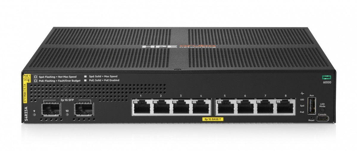 Aruba CX 6000 S4R23A - 8x 1GbE PoE Class 4, 2x 1G SFP Uplink