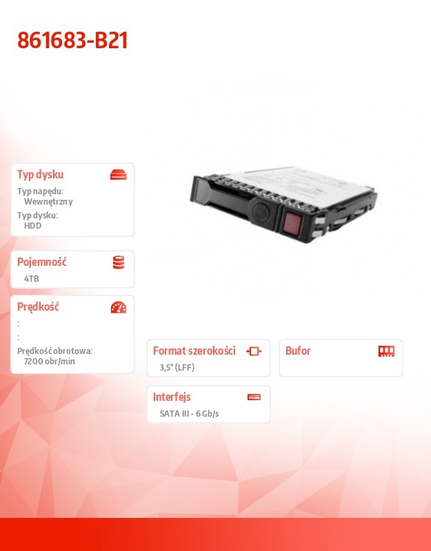 HPE 4TB SATA 6G Business Critical 7.2K LFF LP 1-year Warranty Multi Vendor HDD - obrazek 2