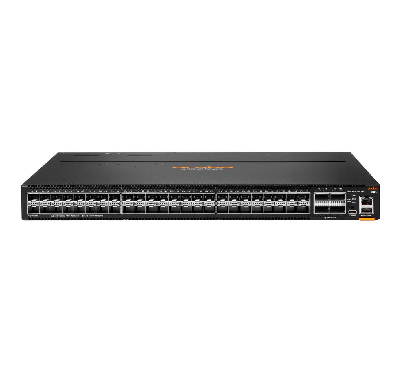 HPE Aruba Networking CX 8100 48x10G SFP+ 4x40/100G QSFP28 BF Airflow 3F 2AC PSU Switch Bdl R9W91A#ABB