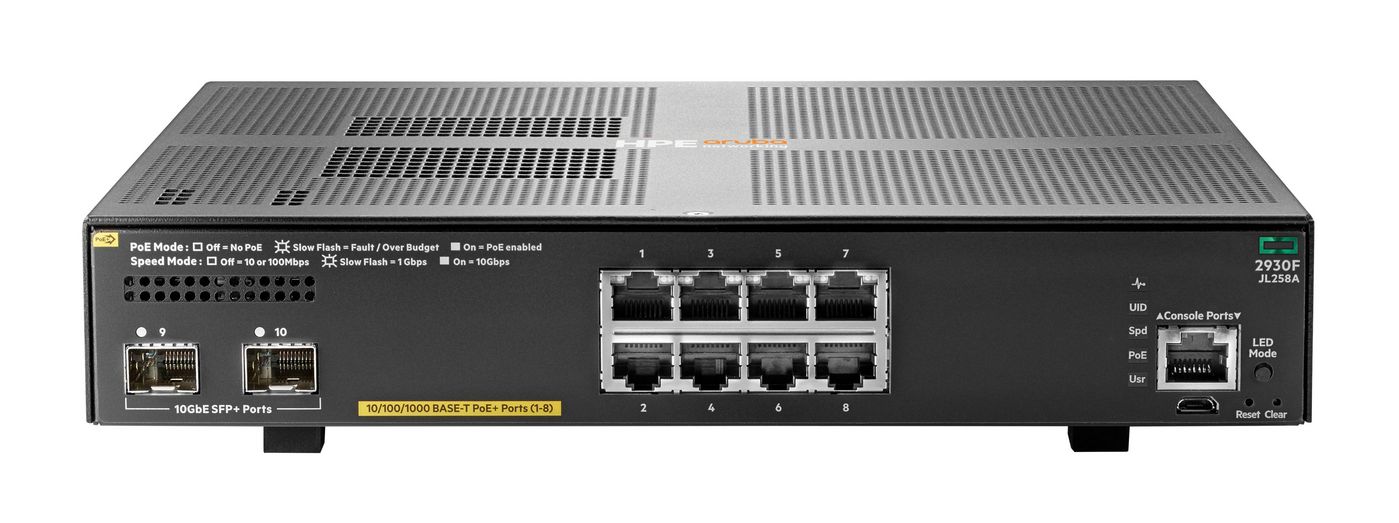Hewlett Packard Enterprise ARUBA 2930F 8G POE+ 2SFP+ **New Retail** SWITCH