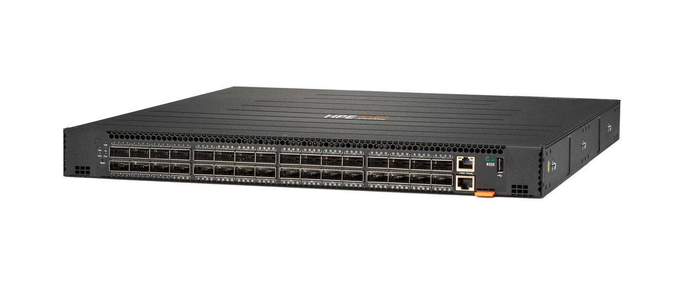 HPE Aruba Networking CX 8325-32C 32p 100G QSFP+/QSFP28 Front-to-Back 6 Fans 2 Power Supply Bundle JL626A